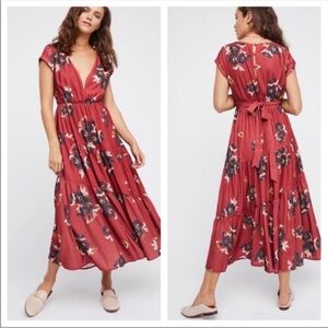 Free People Floral Red Maxi Dress